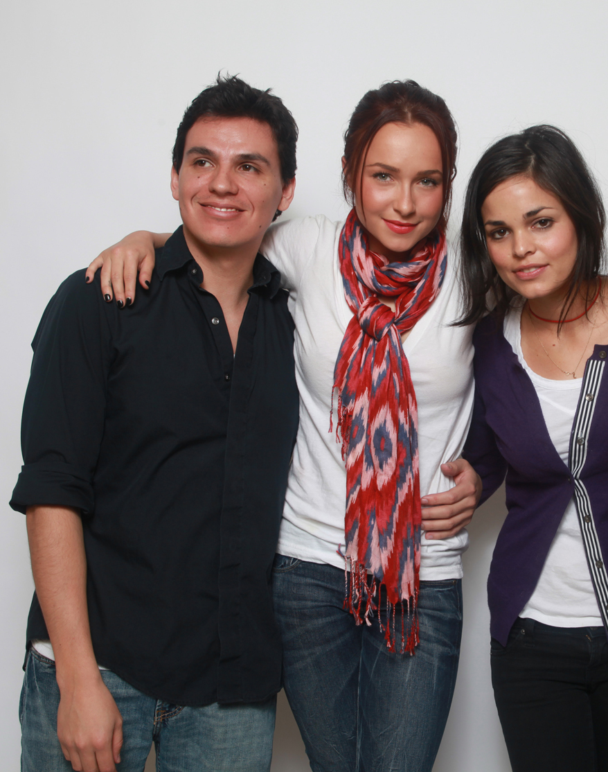 Actress Hayden Panettiere, Director Andres Useche and producer Lina Esco, on the set of 