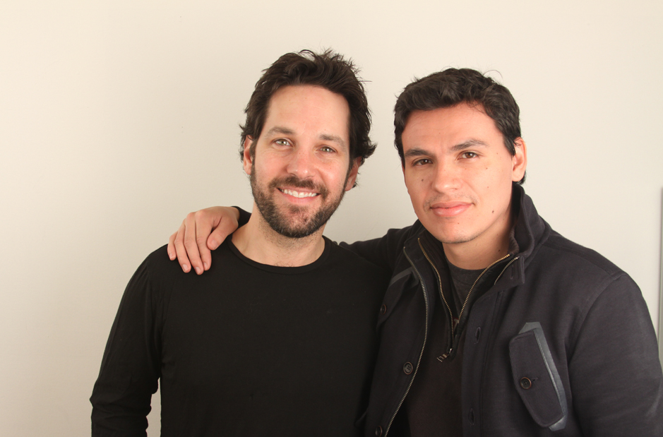 Actor Paul Rudd and director Andres Useche on the set of The Cove: 