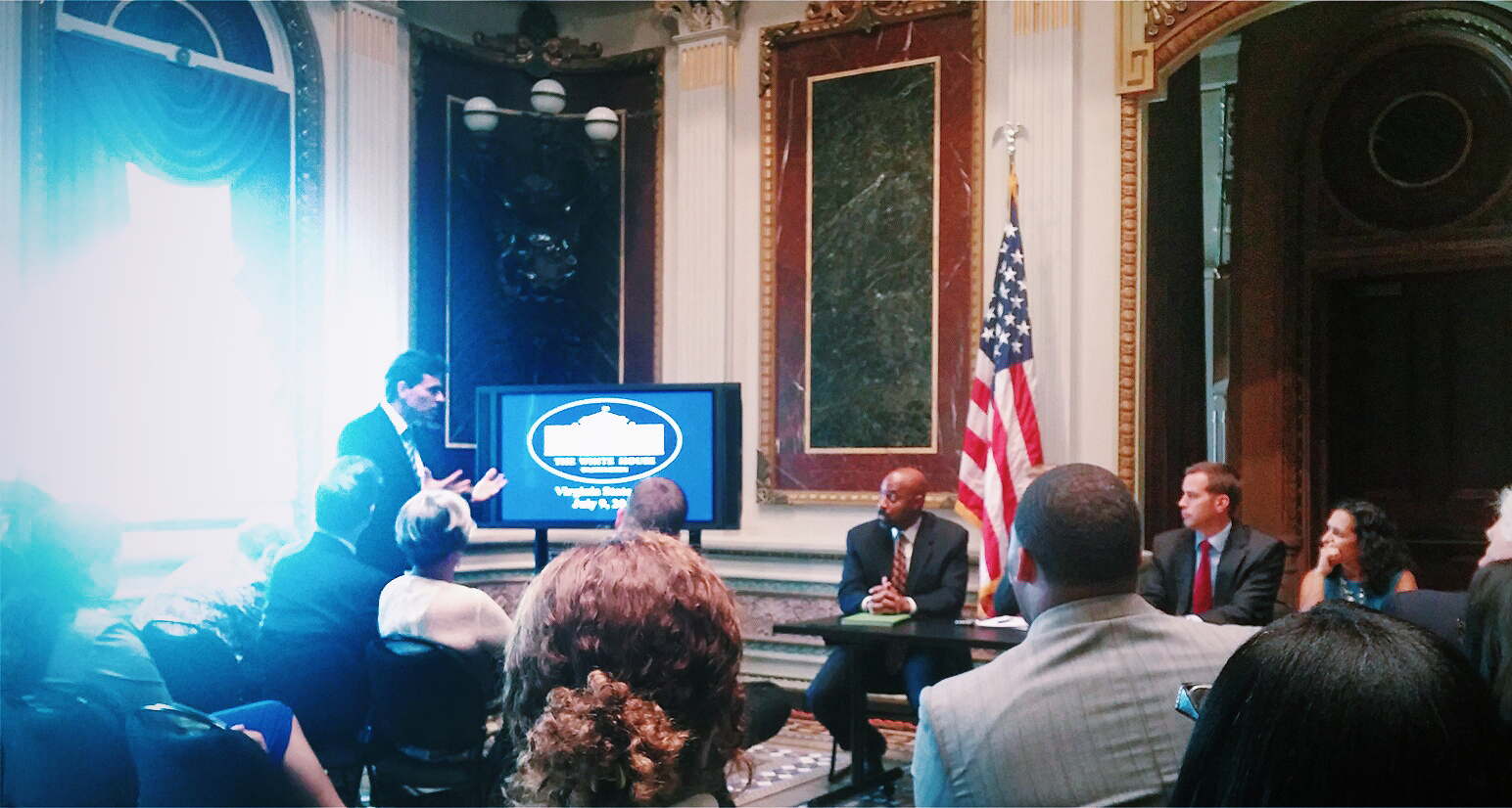 Andres Useche speaks at the White House.