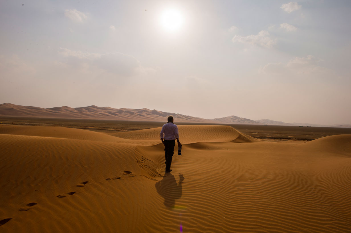 filming in the Rub al-Khali desert of Saudi Arabia