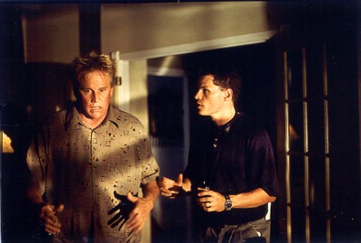 André van Heerden with Gary Busey on the set of TRIBULATION