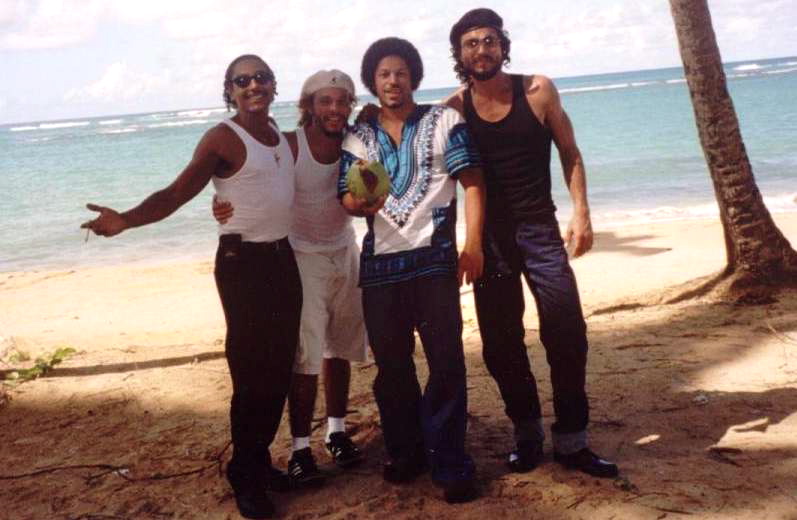 Photo of Giancarlo Esposito, Michael Irby, Nelson Vasquez and Benjamin Bratt in PINERO. Filmed in Puerto Rico