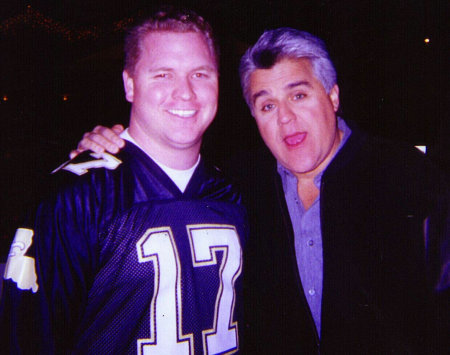 Adam Vernier with Jay Leno. Adam has done over 20 skits for THE TONIGHT SHOW and continues to do them.