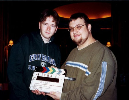 Kristoffer Aaron McGuffey and co-writer Eric Vespe on the set of BLIND