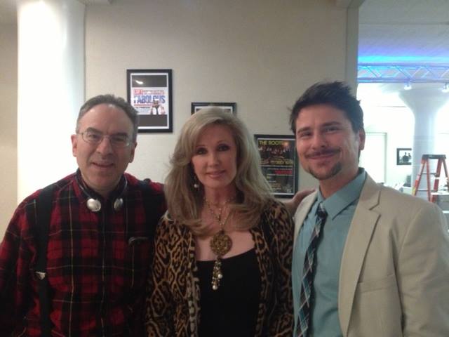 Brian Vincent Kelly with Morgan Fairchild and director Nick Brooks on set of comedy film, SAM (2014)