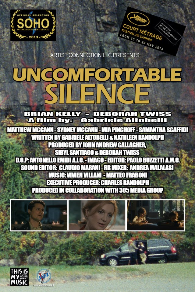 Brian Vincent Kelly and Deborah Twiss star in Uncomfortable Silence. (2013) Cannes Court Metrage and (2014) Paris Int. Fest.