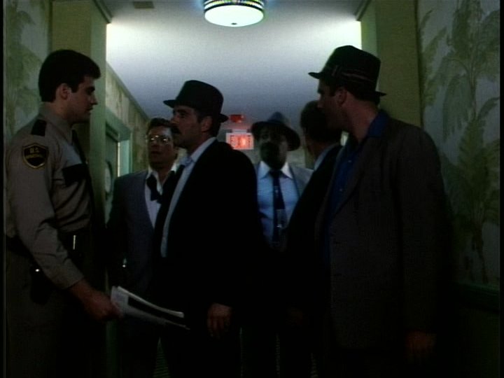 Still of Craig Vincent, Stephen Lang, Dennis Farina, Paul Butler, Bill Smitrovich & Steve Ryan in a scene from CRIME STORY (1986)