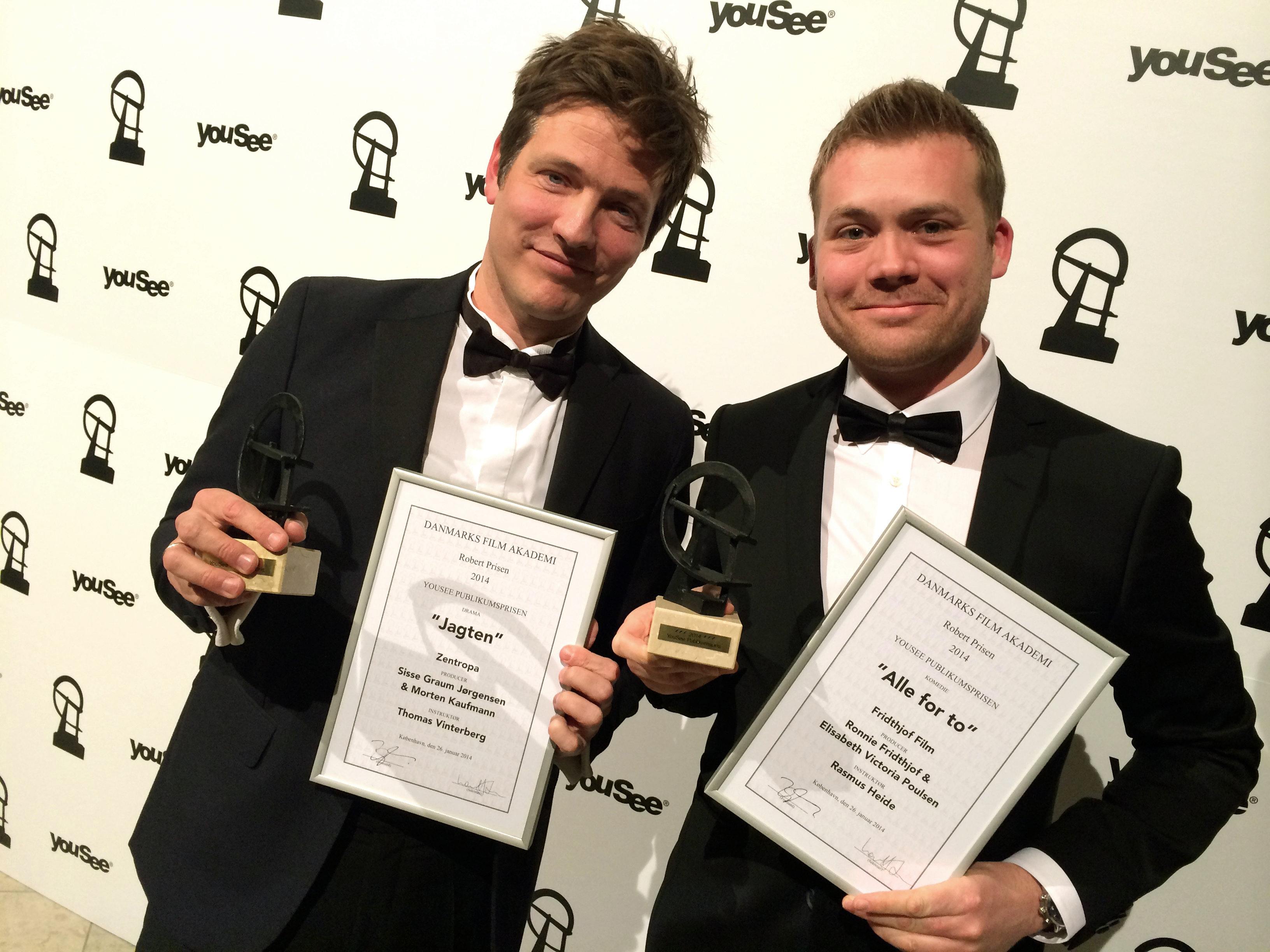 The Hunt (2012) winning Best Drama and All for Two (2013) winning Best Comedy at the Robert Festival (2014).