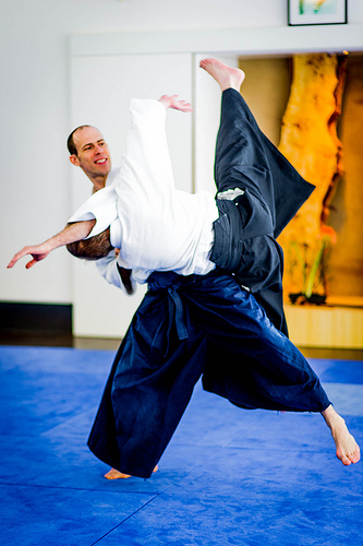 Taking ukemi at Aikido Forum Kishintai Cologne. Nage (the one who throws) is the main instructor of the dojo Jörg Kretzschmar