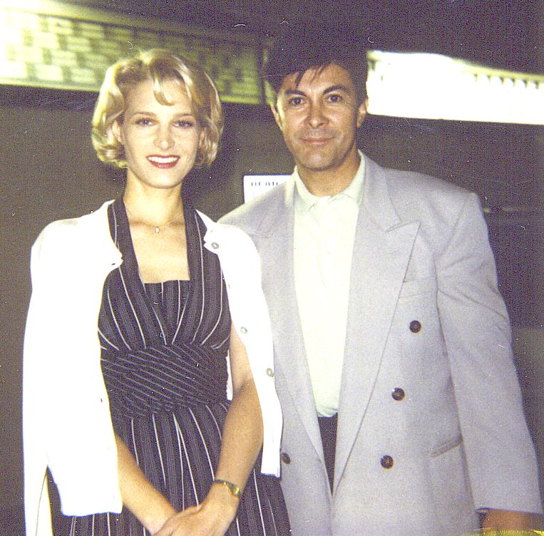 Bridget Fonda and Ron Vitalia leaving for a wrap party.