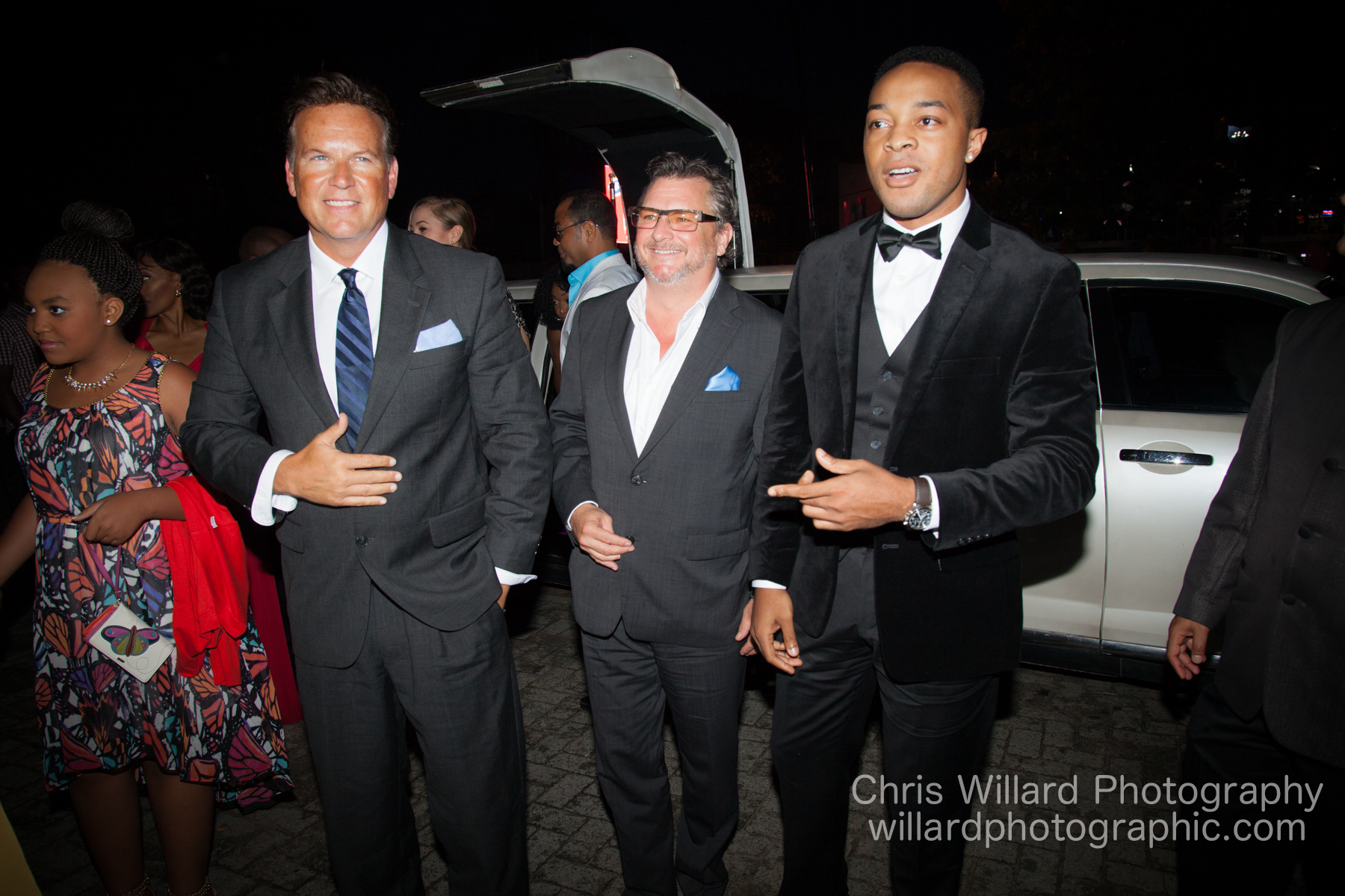 At the red carpet event for Tempting Fate in Lagos, Nigeria. From L to R - Dan Davies, John J Vogel, Andrew Onochie