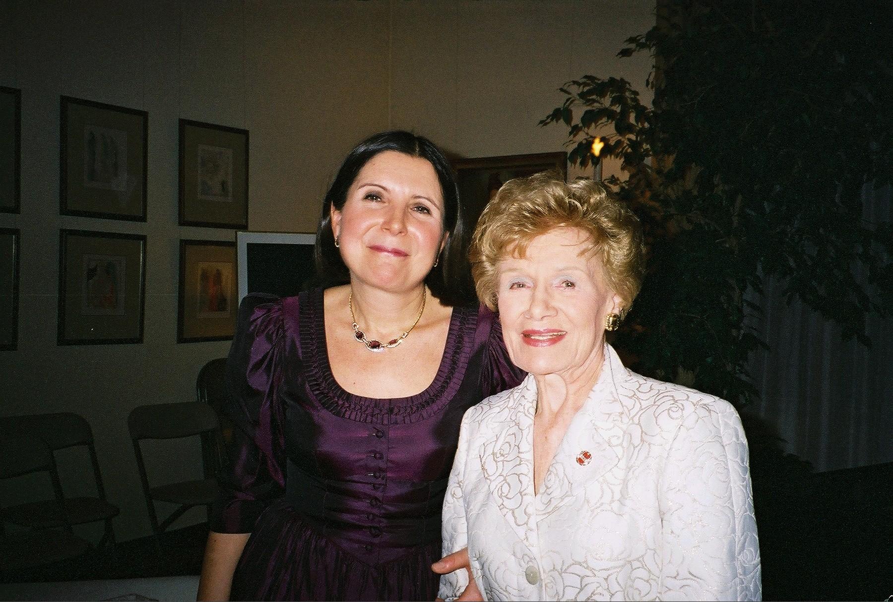 Elfi von Dassanowsky with pianist Maria Prinz at the Mozart 250th Birthday Concert in San Marino, California, February 2006.