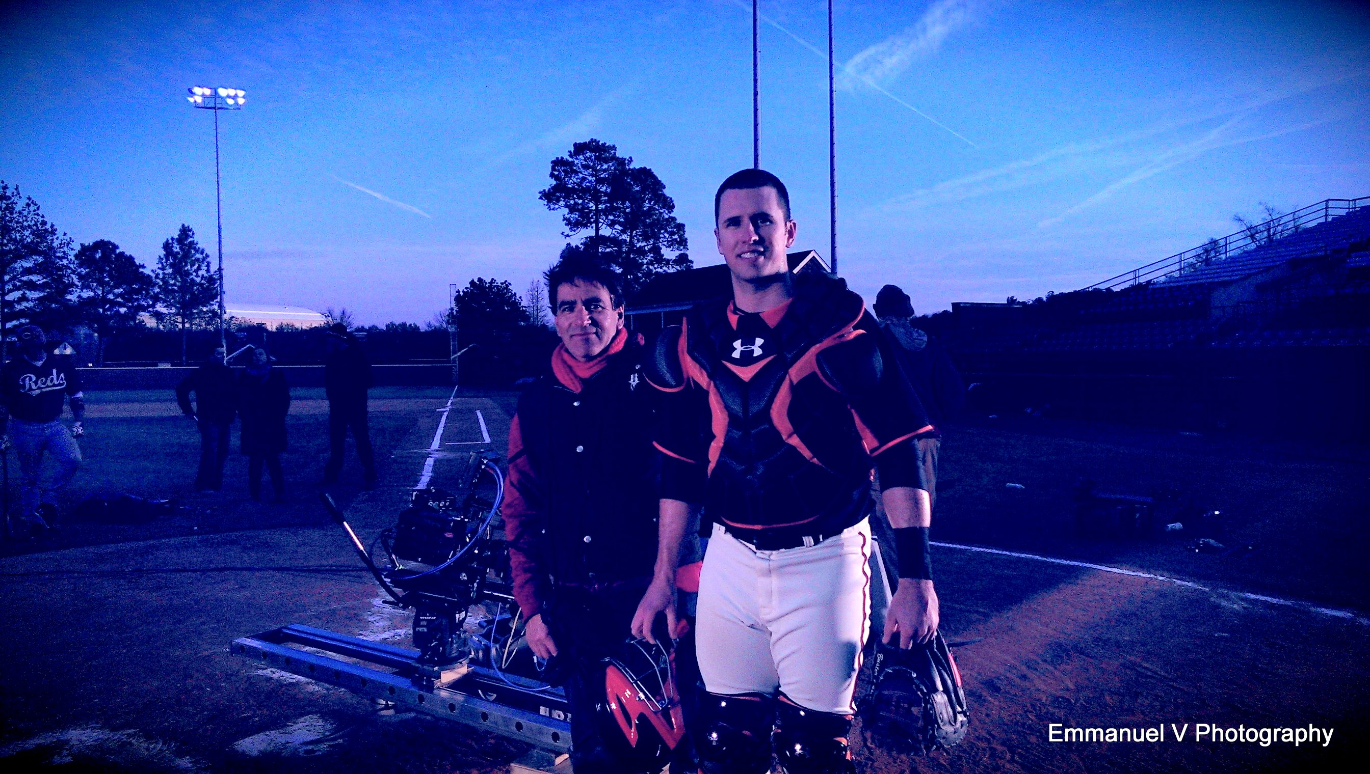 On the set filming/2014/ Under Armour with San Francisco Catcher # 28 Buster Posey Columbus Atlanta