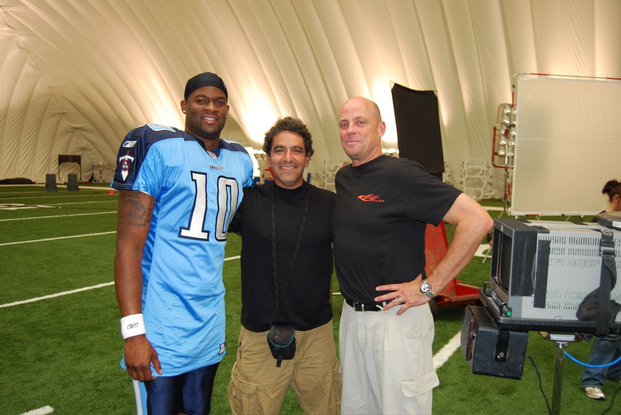 VINCE YOUNG ,EMMANUEL & DIRECTOR RIP LAMBERT/ON THE SET OF - DICKS SPORTING GOOD REEBOK..