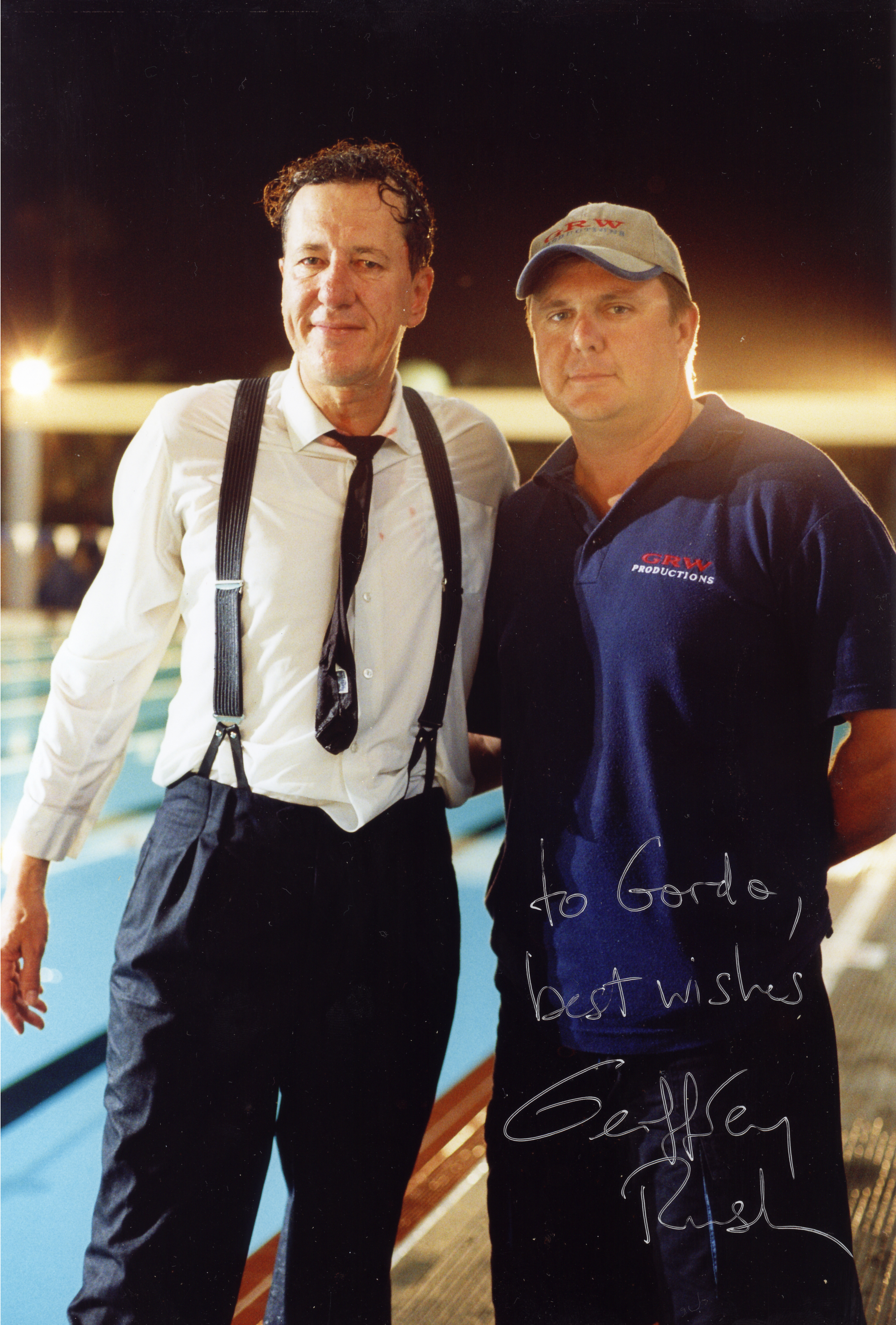 With Geoffrey Rush on the set of 