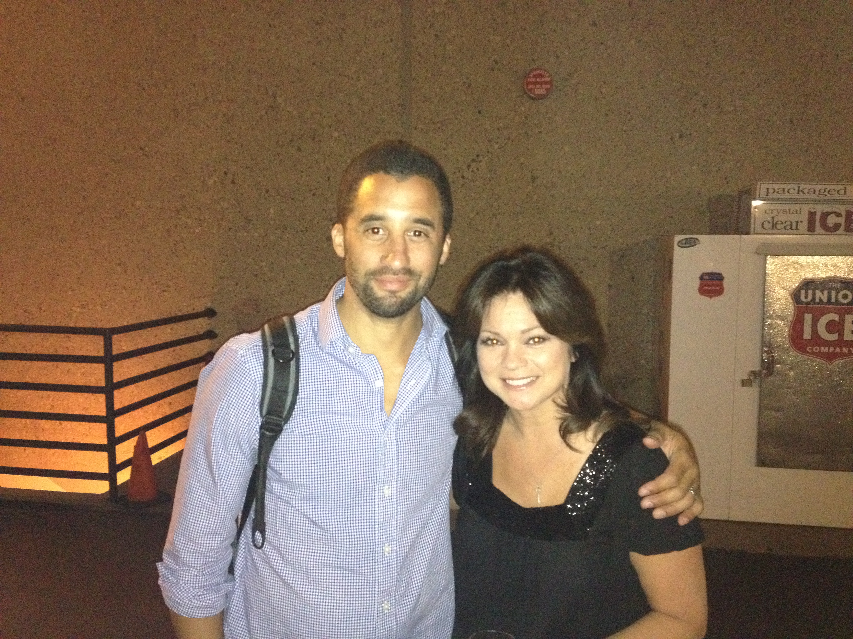 Justin Wade with Valerie Bertinelli on the set of 