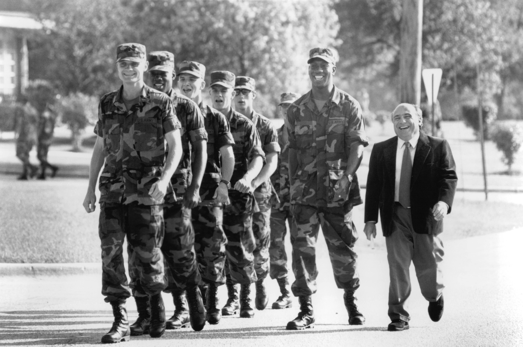 Still of Mark Wahlberg, Danny DeVito, Lillo Brancato, Stacey Dash, Kadeem Hardison, Richard T. Jones, Khalil Kain and Gregory Sporleder in Renaissance Man (1994)