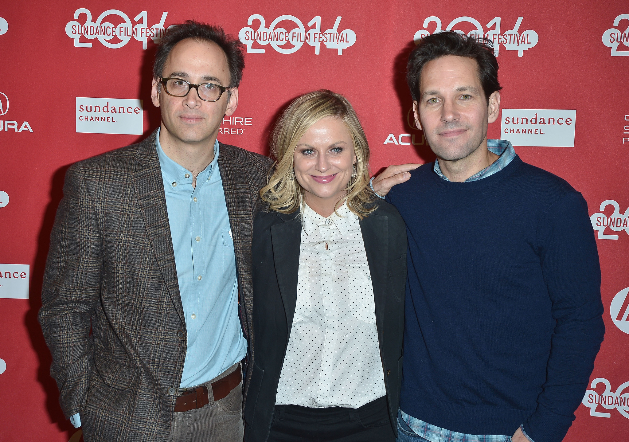 Amy Poehler, Paul Rudd and David Wain at event of They Came Together (2014)