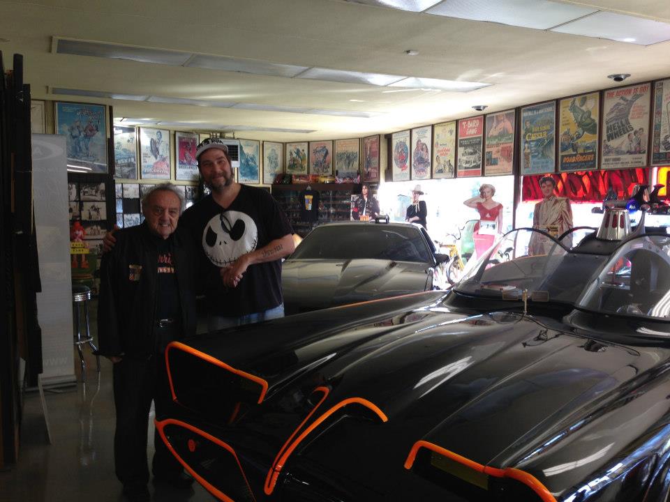 Jude S. Walko with legendary Hollywood custom car King, George Barris, at Barris Kustom Industries in North Hollywood, California, USA.