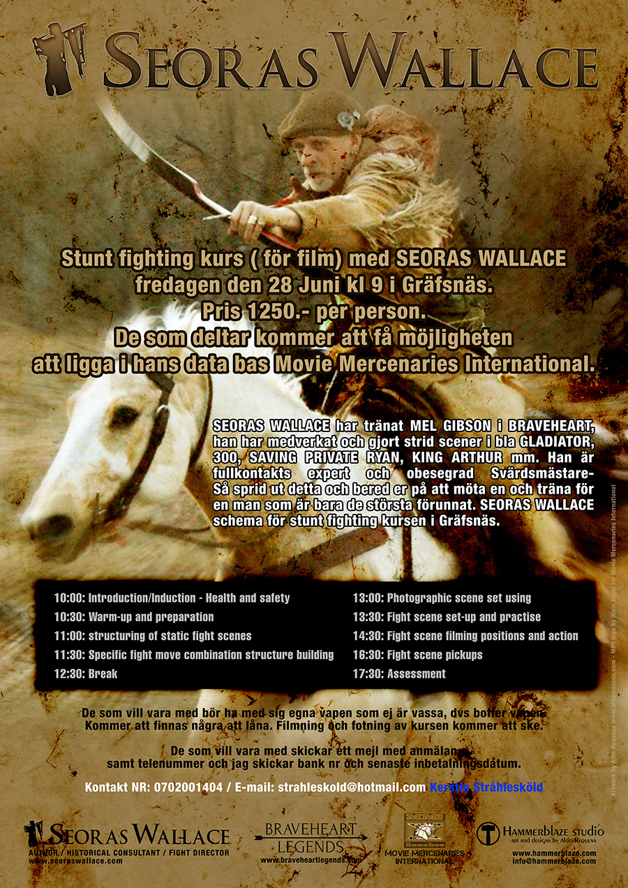 Poster for MMi ClannWallace film fight training workshop in Sweden Art by: Aldo Requena
