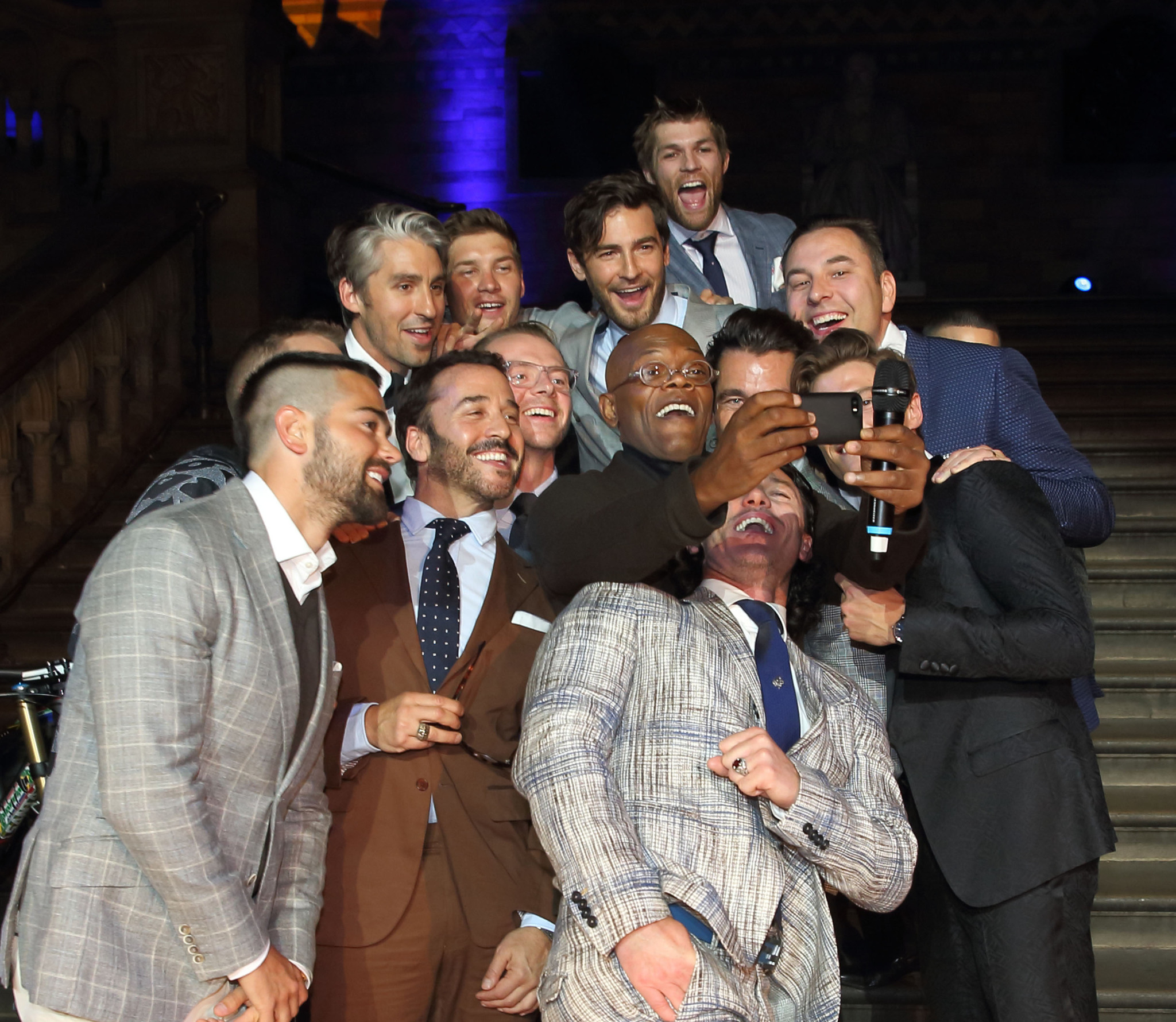 Jahmene Douglas, Samuel L Jackson, Simon Pegg, Jeremy Piven, Bear Grylls, George Lamb, Robert Konijc, Antony Mackie, David Gandy, David Walliams, Luke Evans, Jesse Metcalfe andOliver Cheshire attend One For The Boys Fashion Ball, hosted by Samuel L Jackson which is uniting men against cancer as part of London Collections: Men at Natural History Museum on June 15, 2014 in London, England.