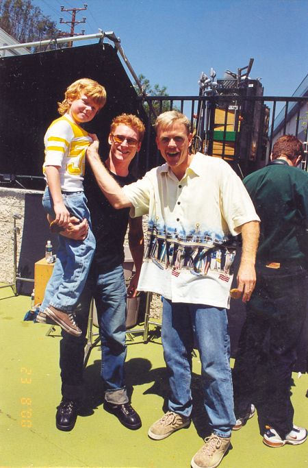 Adam Hicks (left) with Zack Ward (center) and Chris Titus (right) on the set of 
