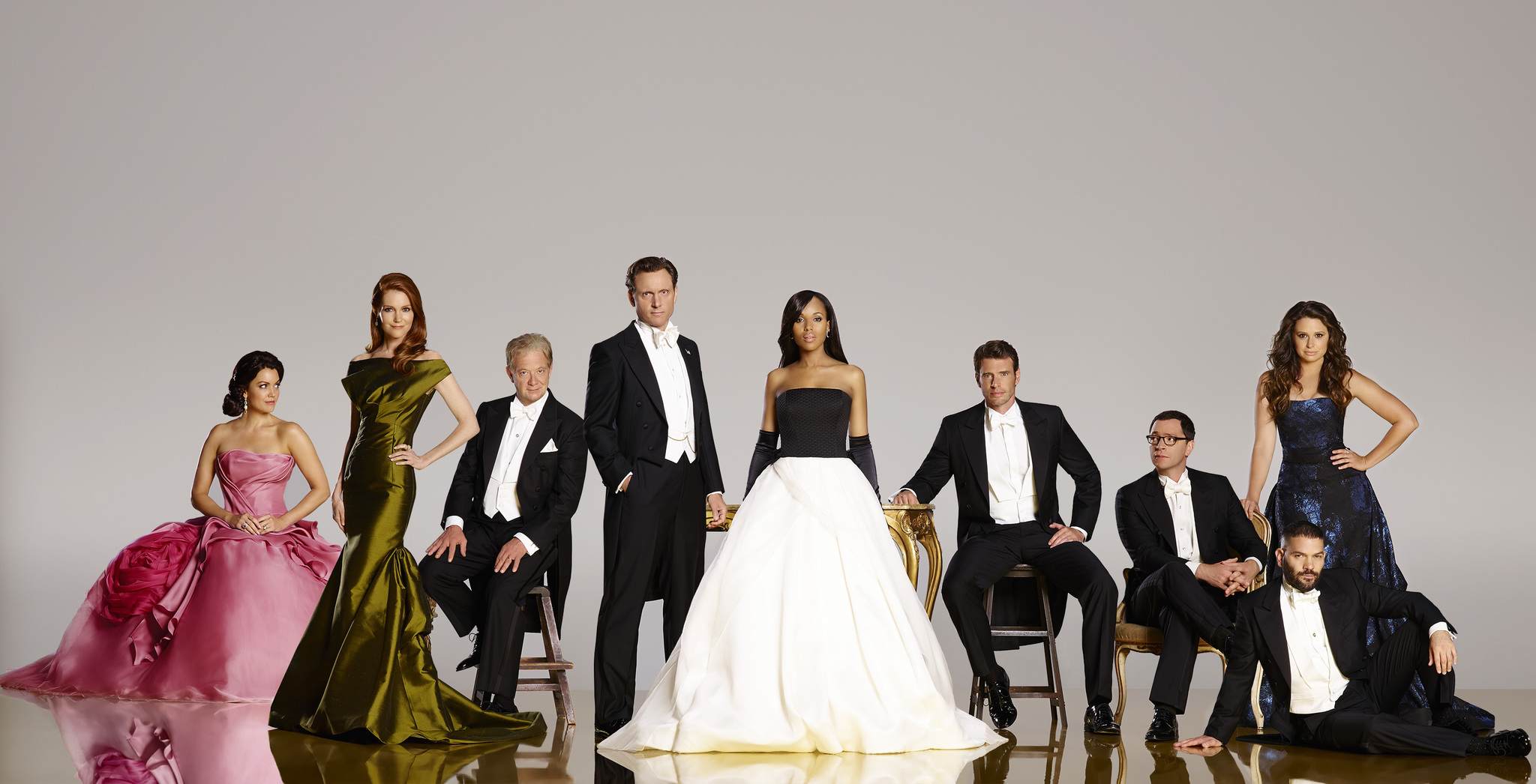 Still of Tony Goldwyn, Scott Foley, Joshua Malina, Jeff Perry, Olivia Pope, Kerry Washington, Bellamy Young, Guillermo Diaz, Darby Stanchfield, Katie Lowes, David Rosen and Jake Ballard in Scandal (2012)