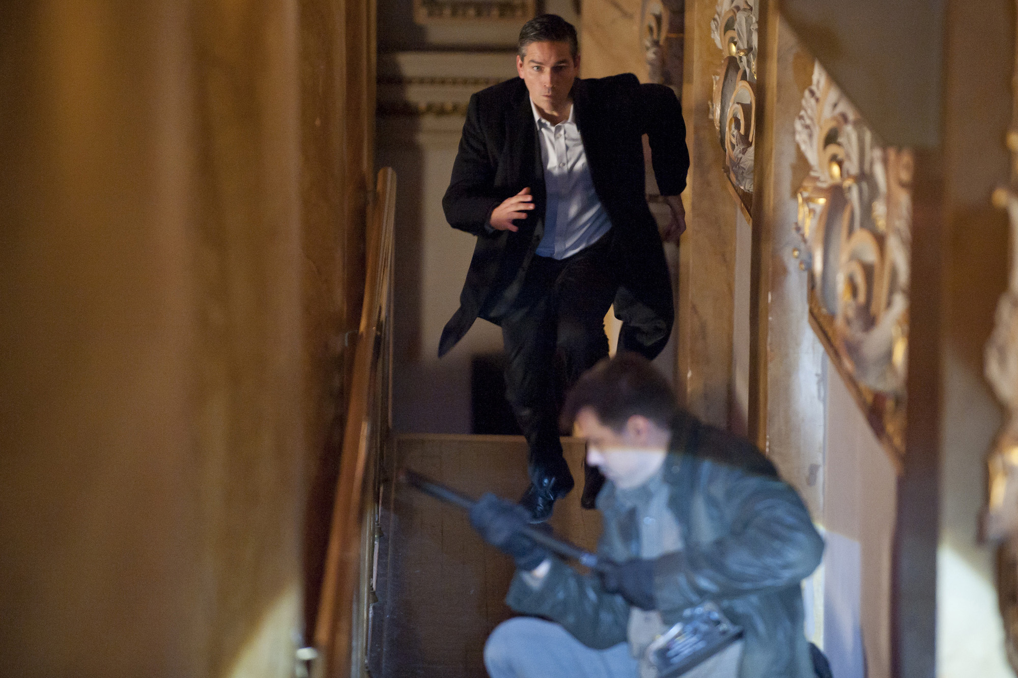 Still of Jim Caviezel and Myk Watford in Person of Interest (2011)