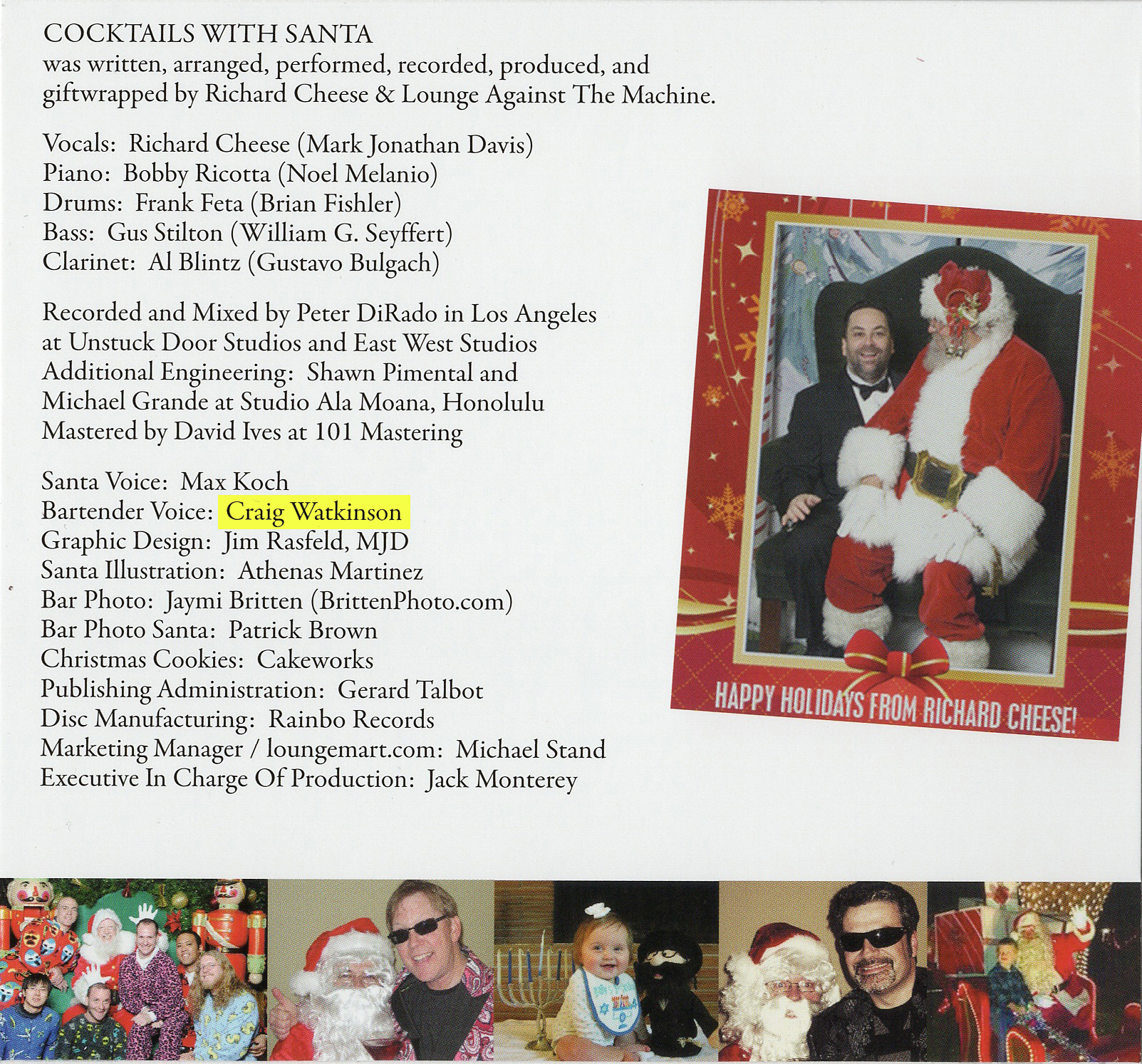 Inner jacket of Richard Cheese's 2014 Christmas Album, 