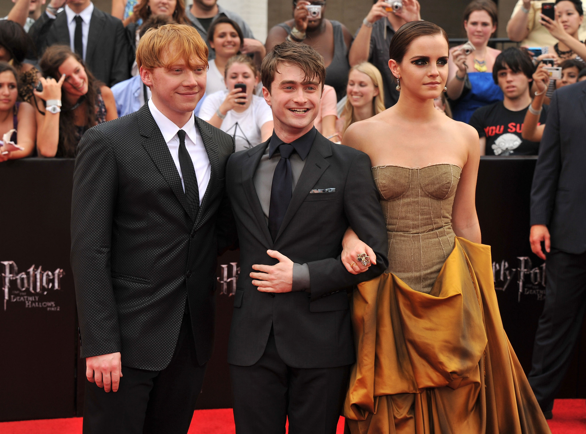 Rupert Grint, Daniel Radcliffe and Emma Watson at event of Haris Poteris ir mirties relikvijos. 2 dalis (2011)