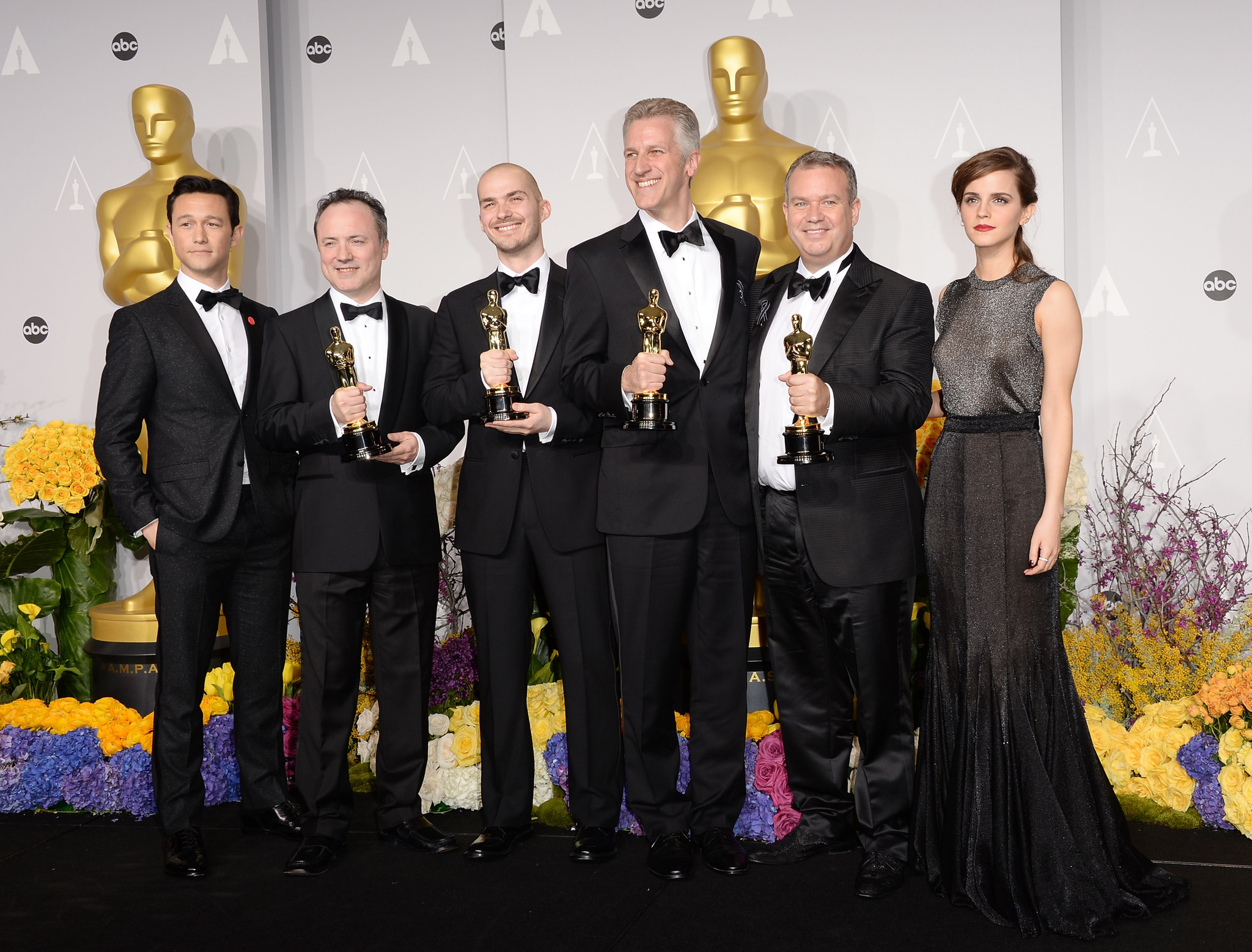 Neil Corbould, Joseph Gordon-Levitt, Emma Watson, Tim Webber, Chris Lawrence and David Shirk