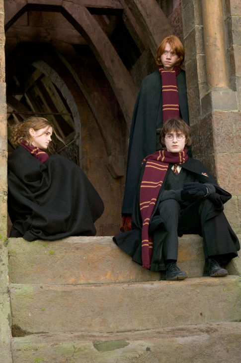 Rupert Grint, Daniel Radcliffe and Emma Watson in Haris Poteris ir ugnies taure (2005)