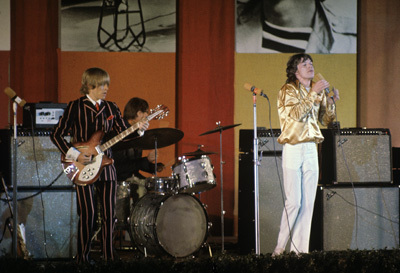 The Rolling Stones (Brian Jones, Charlie Watts, Mick Jagger) at the Hollywood Bowl