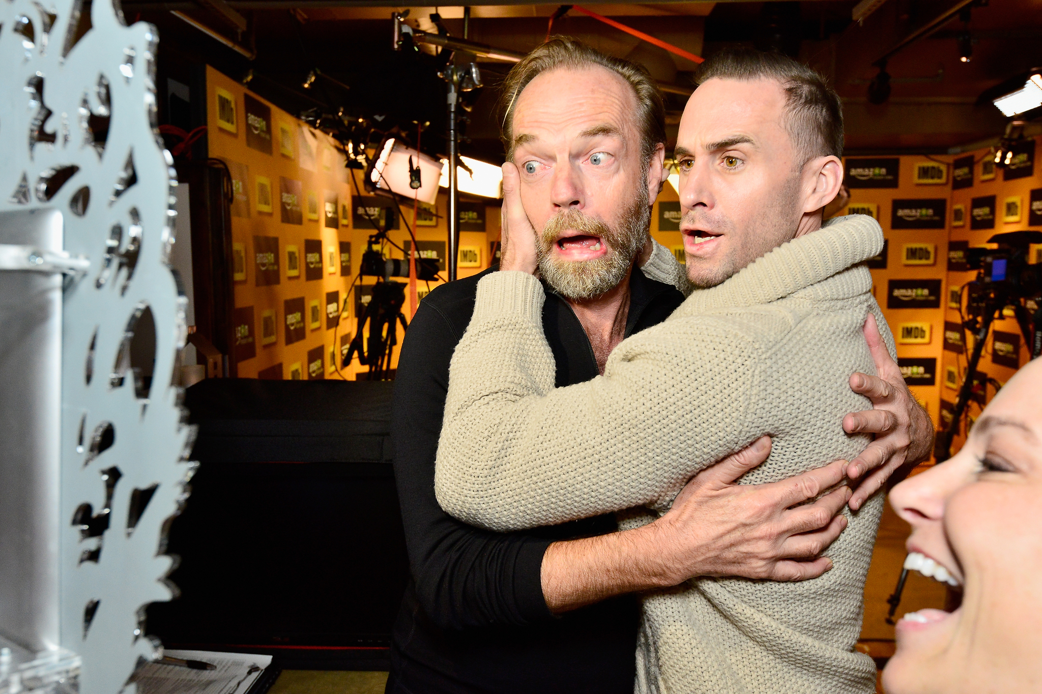 Joseph Fiennes and Hugo Weaving at event of IMDb & AIV Studio at Sundance (2015)