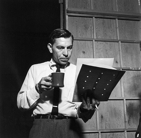 Jack Webb Reading script on set, 1953. 