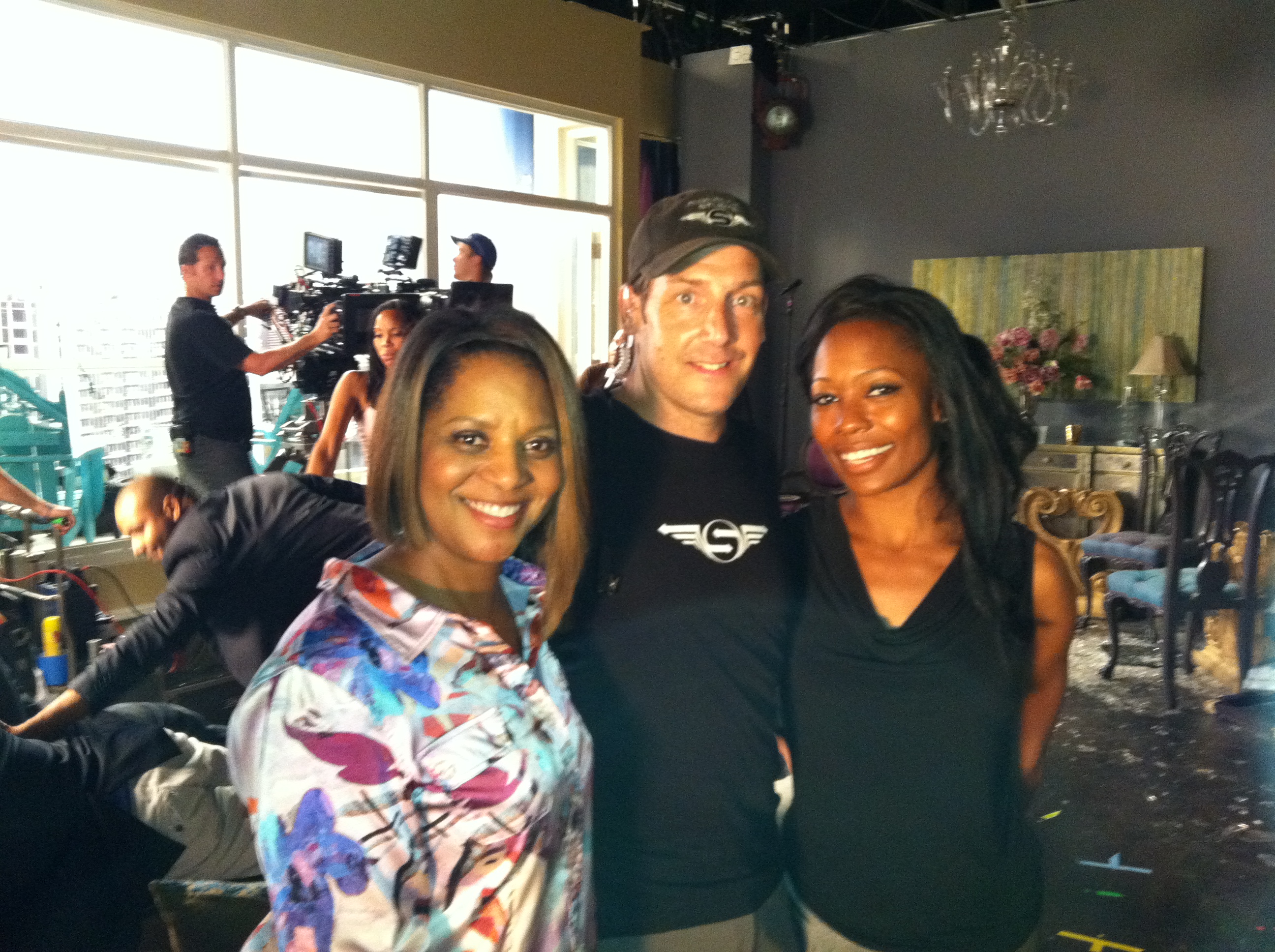 Stunt woman April Weeden, Stunt Coordinator Bobby Fisher, and Stunt woman Damita Howard on the set of 