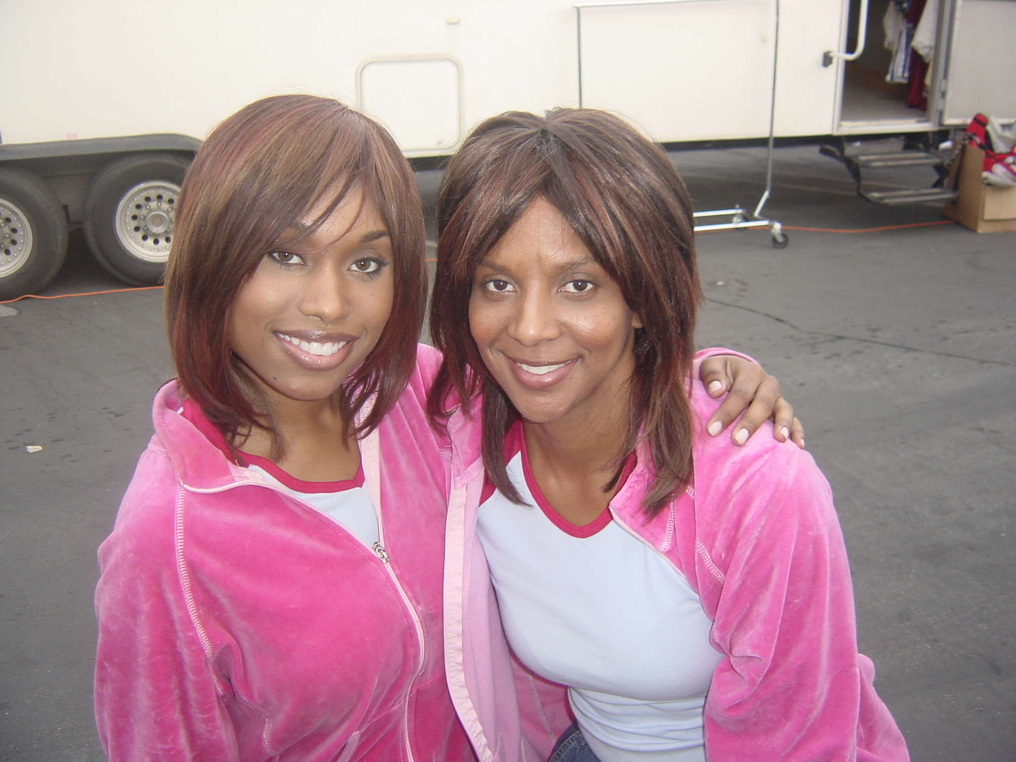 Angel Cromwell and Stunt Coordinator April Weeden on the set of 