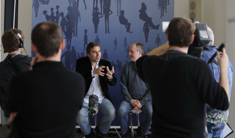 Marc Weigert (left) and Volker Engel during an interview at FMX