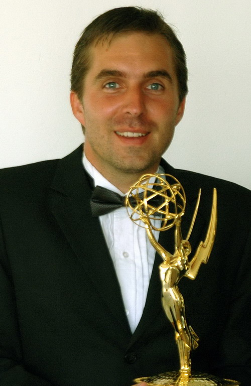 Marc Weigert with his EMMY award for 