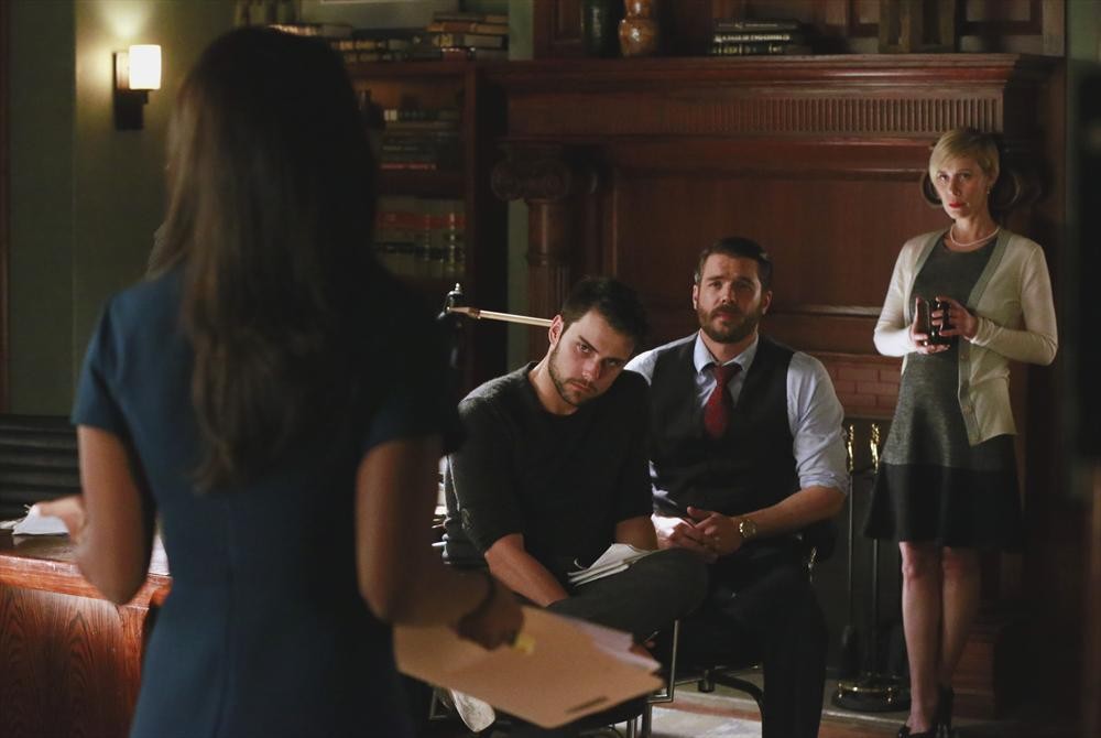 Still of Charlie Weber, Liza Weil, Aja Naomi King and Jack Falahee in How to Get Away with Murder (2014)