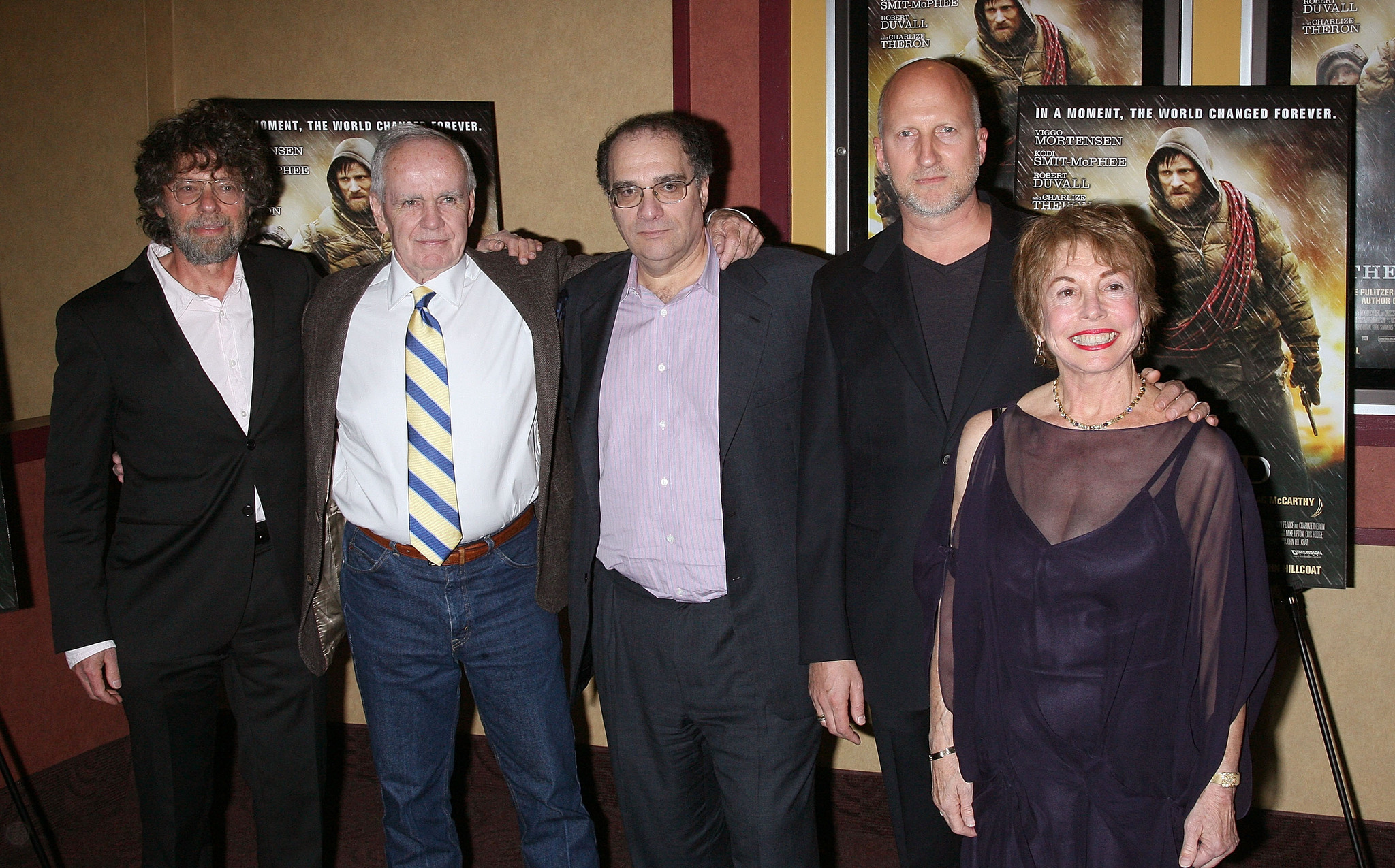 Producer Steve Schwartz, writer Cormac McCarthy, producer Bob Weinstein, director John Hillcoat and producer Paula Mae Schwartz attend the premiere of 'The Road' at Clearview Chelsea Cinemas on November 16, 2009 in New York City.
