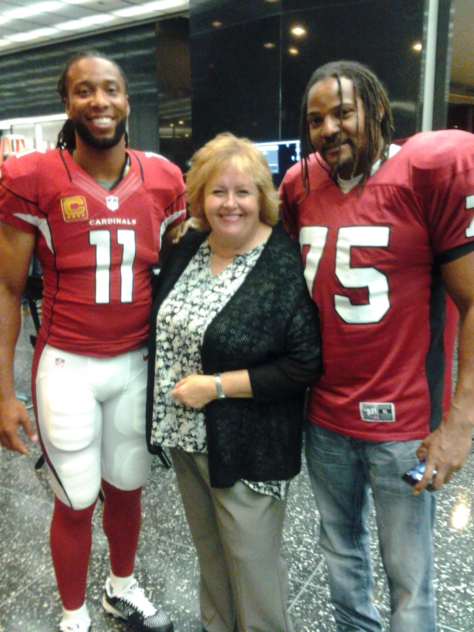 Verizon Wireless commercial- Tracy Weisert shooting with NFLer Larry Fitzgerald and his stand-in Cjon Saulsberry. Both great! July 2014