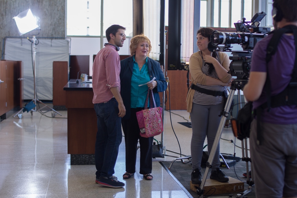 Director Matt Russak & Tracy Weisert working on Matt's film THERE'S SOMETHING DIFFERENT ABOUT FELIX WEATHERS. Long Beach, CA Aug 2014