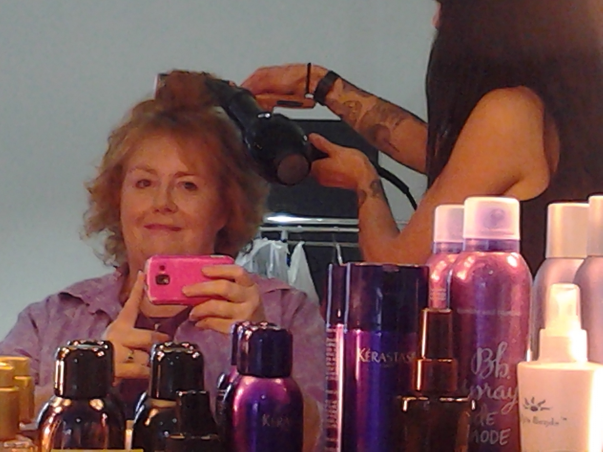 Tracy Weisert in the Make-Up & Hair chair on the General Electric/Jeff Goldblum commercial in August 2014 in Hollywood. I LOVE being here! It means I'm WORKING!