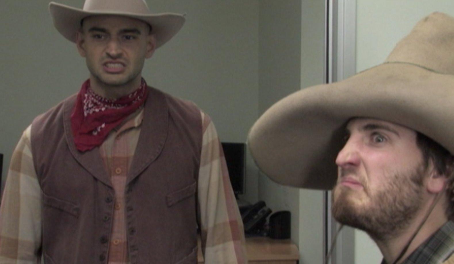 Two cowboys, Christian Monzon (left) & Jason Weissbrod (right), up to no good in 