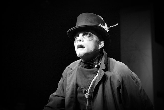 Justin Welborn as MISTER ZERO ZERO, the Undying Man, in Out of Hand Theaters' THE SHOW