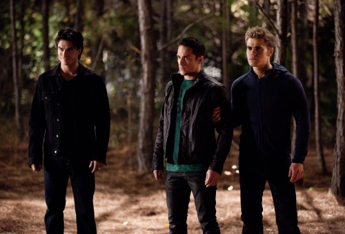 Still of Ian Somerhalder, Paul Wesley and Michael Trevino in Vampyro dienorasciai (2009)