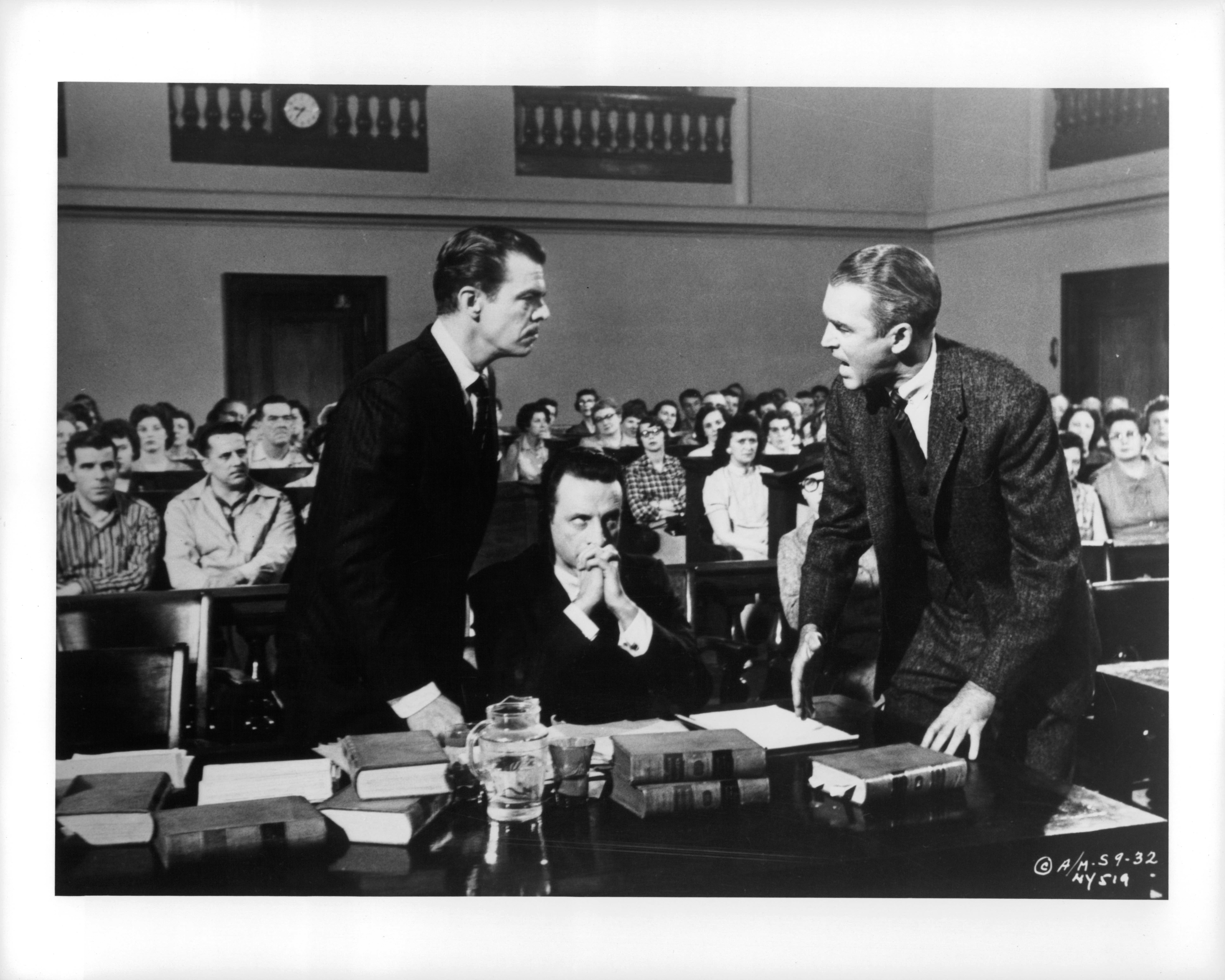 Still of James Stewart, George C. Scott and Brooks West in Anatomy of a Murder (1959)