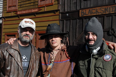 Directors Dean Teaster, Jeff Kennedy with Tom Chaudoin playing Young Jim Jumper on the set of Ghost Town 