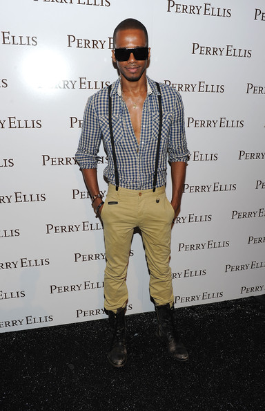 Singer Eric West poses backstage at the Perry Ellis Spring 2012 fashion show during Mercedes-Benz Fashion Week at The Stage at Lincoln Center on September 12, 2011 in New York City.